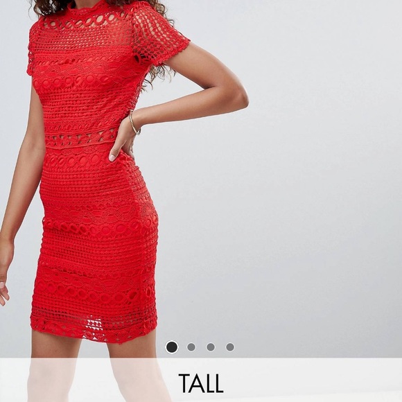 Red laced short sleeve dress - Picture 2 of 6